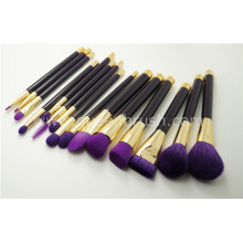 Roxo natural cabelo 15pcs cosméticos maquiagem conjunto de escova